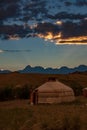 Gher tent at sunset Royalty Free Stock Photo