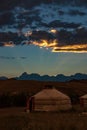 Gher tent at sunset