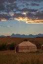 Gher tent at sunset Royalty Free Stock Photo