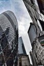 The Gherkin and skyscrapers of London