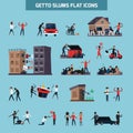 Ghetto Slum Flat Icon Set