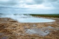 Landscape in Iceland, a gheyser steaming