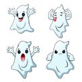 Set of cute cartoon halloween ghosts