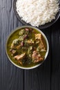 Ghormeh Sabzi Persian Herb Stew with meat and beans closeup in a bowl. Vertical top view Royalty Free Stock Photo