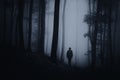 Ghost apparition in mysterious haunted forest on Halloween night Royalty Free Stock Photo