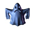 Ghost blue smacking on white background 3D illustration. Royalty Free Stock Photo