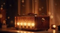 Ghost box with vintage design and tube lamps, spirit radio. Generative AI