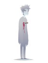 Ghost boy. Cute young man in style of Dead Monster going for Halloween party. Vector.