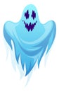 Ghost cartoon. Halloween spooks, scary ghostly monster, nightmare character, simple drawing, blue spirit with evil angry Royalty Free Stock Photo