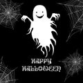 Ghost and cobweb, happy halloween background. Vector cartoon ill Royalty Free Stock Photo