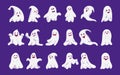 Ghost Halloween flat cute evil october vector set