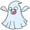 a ghost with a cute face laughed trying to frighten him doodle icon image kawaii