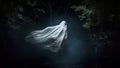 Ghost in the dark forest. Halloween concept Royalty Free Stock Photo