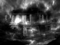 Ghost dark house. Digital illustration art.