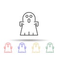 ghost doodle cartoon character halloween multi color style icon. simple thin line, outline of halloween icons for ui and ux