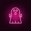 Ghost doodle cartoon character halloween neon icon. Elements of Halloween set. Simple icon for websites, web design, mobile app, Royalty Free Stock Photo