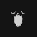 Ghost doodle. Hand drawn cute ghost and bats. Halloween ghost. Vector
