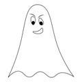 Ghost in doodle style. Sketch. The soaring spirit grins evilly. Evil squint