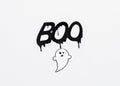 Ghost doodle and word boo on white background