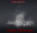 Ghost of the evil pumpkin head in the smoke cloud. Scary spirit of the halloween character.