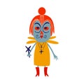 Ghost Fairy with a magic wand. Vibrant bright Strange ugly Halloween characters.