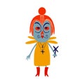 Ghost Fairy with a magic wand. Vibrant bright Strange ugly Halloween characters.