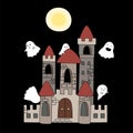 Ghost friends fly and play together at the castle over the sky