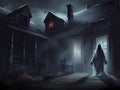 ghost in the ghost house, Ai Generated Royalty Free Stock Photo