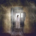 Ghost girl in white appears in the room Royalty Free Stock Photo