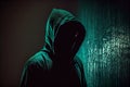 Ghost hacker criminal scary hood anonymous creepy devil danger silhouette shadow black face fear horror night character symbol