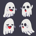 ghost halloween cute haunting emotion illustration set