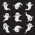 Ghost. Halloween ghostly faces. Spooky monster vector isolated icons