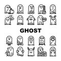 ghost halloween scary spooky icons set vector Royalty Free Stock Photo