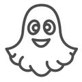 Ghost, halloween, spirit, funny, cute, spook line icon, halloween concept, specter vector sign on white background