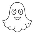 Ghost, halloween, spirit, funny, cute, spook thin line icon, halloween concept, specter vector sign on white background