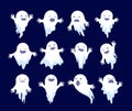 Ghost. Halloween spooky phantom, scary spirits. Mystery dead monsters cartoon vector ghostly characters