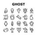 ghost halloween spooky scary cute icons set vector Royalty Free Stock Photo