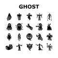 ghost halloween spooky scary cute icons set vector Royalty Free Stock Photo