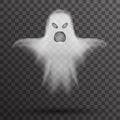 Ghost halloween white scary isolated template transparent night background vector illustration Royalty Free Stock Photo