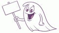 Ghost Holding Sign - Halloween Message Fun, vector design Generative AI Royalty Free Stock Photo