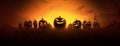 black halloween october dark pumpkin orange holiday ghost horror night. Generative AI. Royalty Free Stock Photo