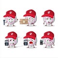 Ghost hunter cartoon white love candy character using camera Royalty Free Stock Photo