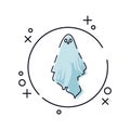 Ghost icon in line. Helloween creepy silhouette Royalty Free Stock Photo