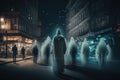 Ghost invasion in dark city street