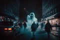 Ghost invasion in dark city street