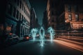 Ghost invasion in dark city street Royalty Free Stock Photo