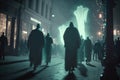 Ghost invasion in dark city street