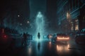 Ghost invasion in dark city street