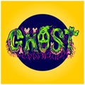 Ghost lettering word with disgusting slime monster letter illustration