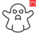 Ghost line icon, halloween and scary, ghost sign vector graphics, editable stroke linear icon, eps 10.
